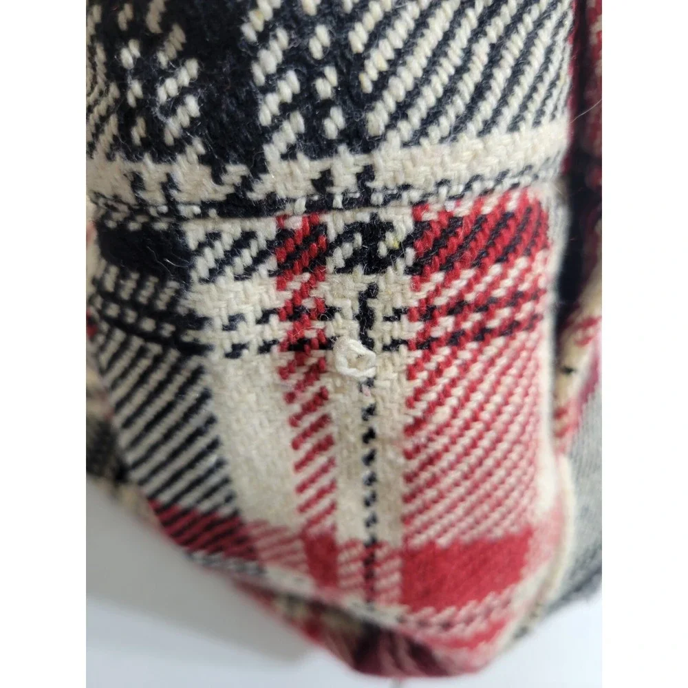 Cato Plaid Moto Jacket Belted Zip‎ Biker Chic Red Black Womens Size Large